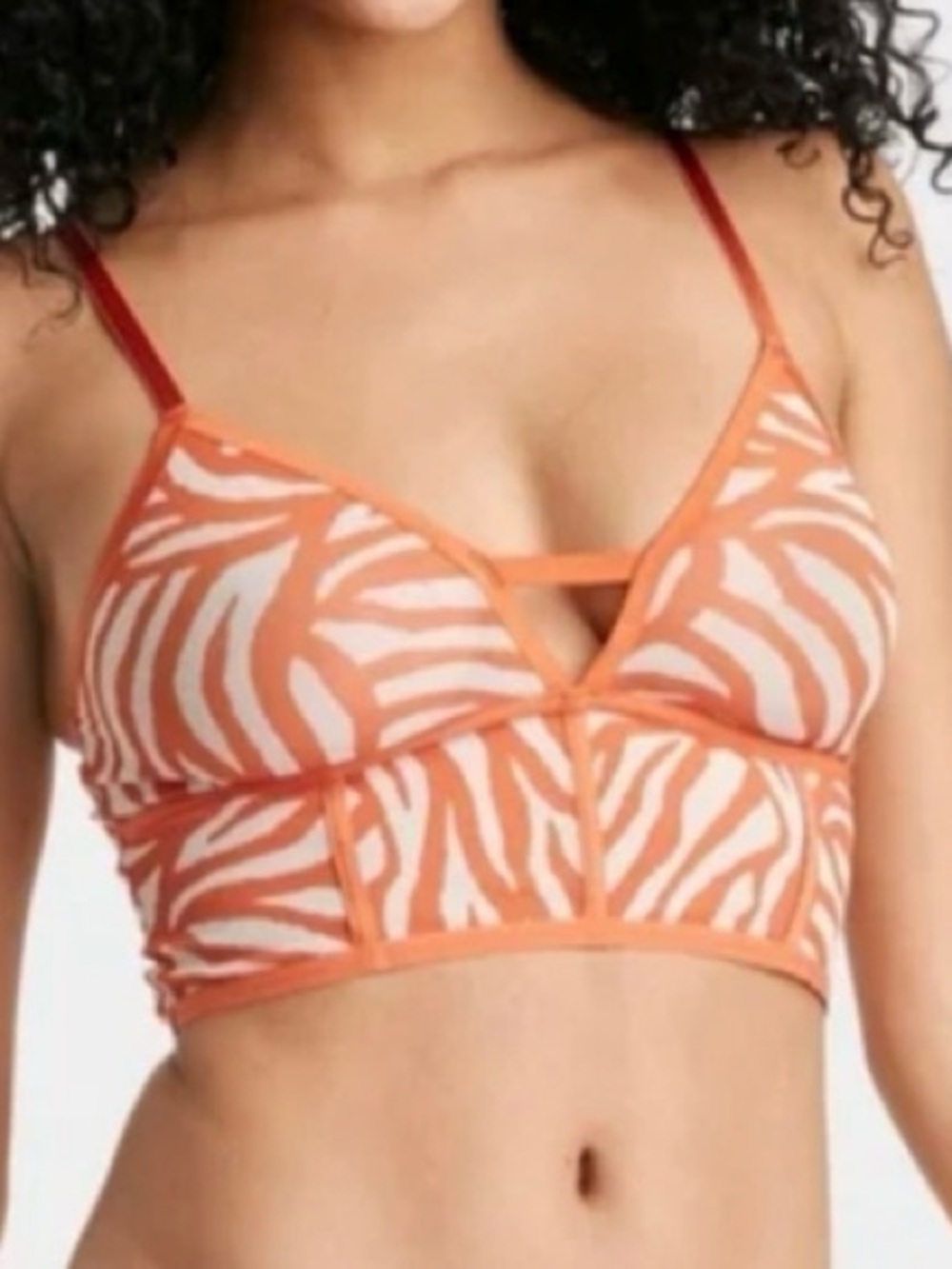 Auden Orange Zebra Mesh Bralette